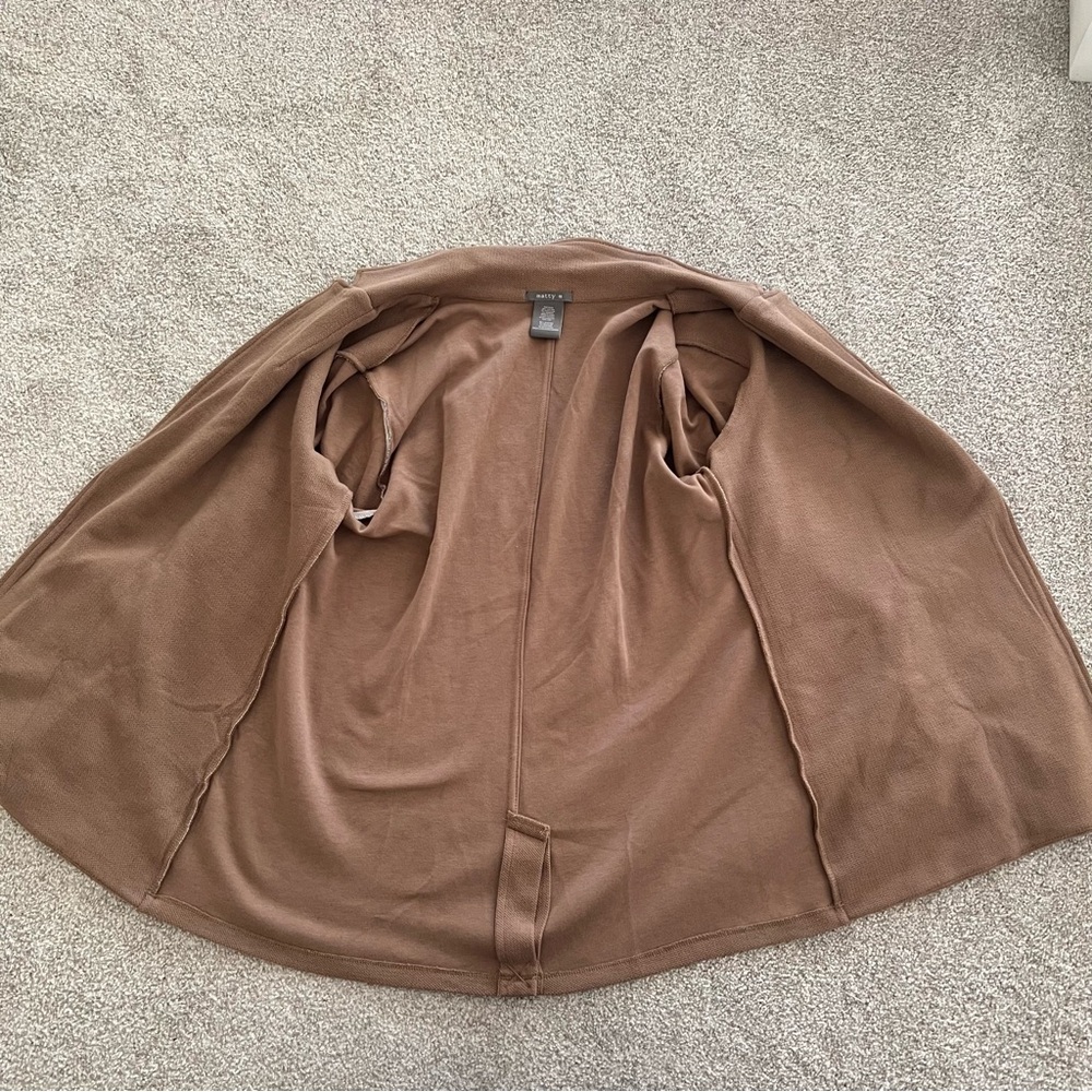 Matty M Chic Tan Brown Open Front Cotton Cardigan NWOT Size XL - Picture 6 of 12